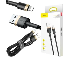 USB-A / Lightning iPhone Baseus Cafule CALKLF-BV1 KABELIS 100cm Apple 2.4A Juodas IR AUKSO PINTAS