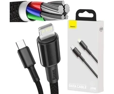 USB-C / Lightning iPhone Baseus Cafule CATLGD-A01 2m 20W PD greito įkrovimo KABELAS, Juodas, pintas