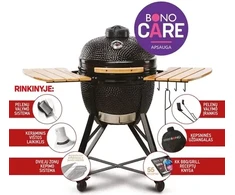 Kamado Bono Media Ceramic Grilis 20” Kamado barbecue/grill Vežimėlis Węgiel drzewny (paliwo) Juodas