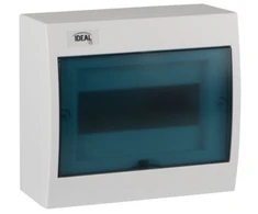 Kanlux 23611 Moduliniai skirstomieji įrenginiai, plastikiniai, 1x8, montuojami ant paviršiaus, IP30 IK07 N+PE II klasė, skaidrios mėlynos durys, KDB-S08T, balta 23611