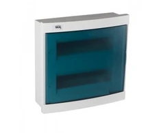 Kanlux 23614 Moduliniai skirstytuvai, plastikiniai, 2x12, montuojami ant paviršiaus, IP30 IK07 N+PE II klasė, skaidrios mėlynos durys, KDB-S24T, balta 23614