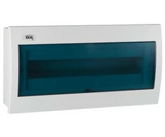 Kanlux 23619 Moduliniai skirstytuvai, plastikiniai, 1x18, įleidžiami, IP30 IK07 N+PE II klasė, skaidrios mėlynos durys, KDB-F18T balta 23619