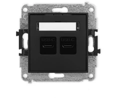 Karlik Elektrotechnik 12ICUSB-7 ICON dvigubas USB įkrovimo mechanizmas, 2xUSB C, maks. 20 W. matinės juodos spalvos 12ICUSB-7