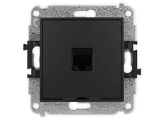 Karlik Elektrotechnik 12IGKBO-3 ICON Vieno kompiuterio lizdo mechanizmas 1xRJ45, kat. 6, 8 kontaktų, be aprašymo lauko matinė juoda 12IGKBO-3