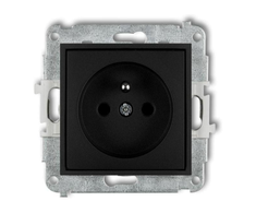 Karlik Elektrotechnik 12IGP-1zp ICON Vieno lizdo mechanizmas su įžeminimu 2P+Z (srovės kelio sklendės) matinė juoda 12IGP-1zp