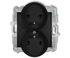 Karlik Elektrotechnik Karlik Dvigubas lizdas Karlik Icon 12IGPR-2z rėmui su įžeminimu 2x2P+Z be srovės kelio sklendių, juodas matinis