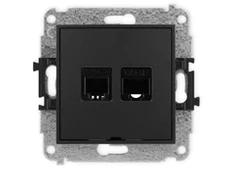 Karlik Elektrotechnik 12IGTKBO ICON Telefono lizdo mechanizmas 1xRJ11 + kompiuterio lizdas 1xRJ45 kat. 5e 8 kontaktų be įrankių, be aprašymo matinė juoda 12IGTKBO