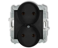 Karlik Elektrotechnik 12MGPR-2 MINI Dvigubas lizdas b/u matinis juodas 12MGPR-2
