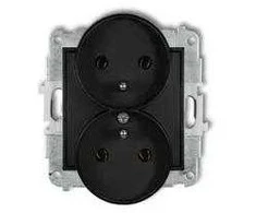 Karlik MINI Dvivietis lizdas su / U juodu matiniu 12MGPR- 2z