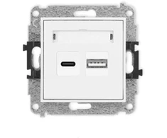 Karlik Elektrotechnik 25ICUSB-8 ICON dvigubas USB įkroviklis su USB C + USB A lizdu, maks. 20 W. balta matinė 25ICUSB-8