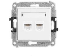 Karlik Elektrotechnik 25IGK-2 ICON Dvigubas kompiuterio lizdo mechanizmas 2xRJ45, kat. 5e, 8 kontaktų matinė balta 25IGK-2