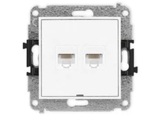 Karlik Elektrotechnik 25IGKBO-2 ICON Dvigubas kompiuterio lizdo mechanizmas 2xRJ45, kat. 5e, 8 kontaktų, be aprašymo lauko matinis baltas 25IGKBO-2