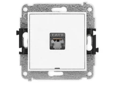 Karlik Elektrotechnik 25IGKBO-5 ICON Vieno kompiuterio lizdo mechanizmas 1xRJ45, kat. 6, ekranuotas, 8 kontaktų, be ženklinimo lauko baltas matinis 25IGKBO-5