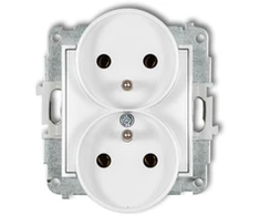Karlik Elektrotechnik 25IGPR-2z ICON Dvigubo lizdo mechanizmas rėmui su įžeminimu 2x(2P+Z) (be srovės kelio sklendių) baltas matinis 25IGPR-2z