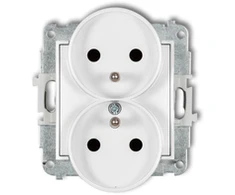 Karlik Elektrotechnik 25IGPR-2zp ICON Dvigubo lizdo mechanizmas rėmui su įžeminimu 2x(2P+Z) (srovės kelio sklendės) balta matinė 25IGPR-2zp