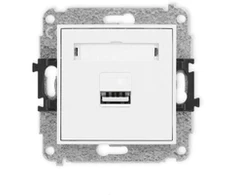 Karlik Elektrotechnik 25MCUSB-3 MINI vieno USB įkroviklio mechanizmas, 5 V, 2 A, baltas matinis 25MCUSB-3