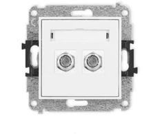 Karlik Elektrotechnik 25MGF-2 MINI dvigubas F tipo antenos lizdo mechanizmas (SAT), nikeliuotas, baltas matinis 25MGF-2