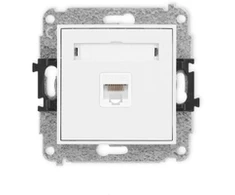 Bettermann Karlik Elektrotechnik 25MGK-1 MINI Vieno kompiuterio lizdo mechanizmas 1xRJ45, kat. 5e, 8 kontaktų matinė balta 25MGK-1