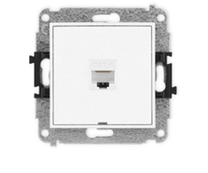 Karlik Elektrotechnik 25MGKBO-3 MINI Vieno kompiuterio lizdo mechanizmas 1xRJ45, kat. 6, 8 kontaktų, be aprašymo lauko baltas matinis 25MGKBO-3