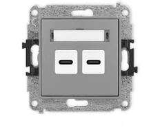 Karlik Elektrotechnik 27ICUSB-7 ICON dvigubas USB įkrovimo mechanizmas, 2xUSB C, maks. 20 W. pilka matinė 27ICUSB-7