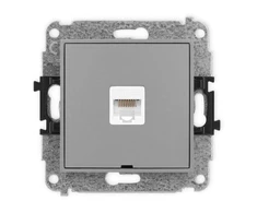 Karlik Elektrotechnik 27IGKBO-1 ICON Vieno kompiuterio lizdo mechanizmas 1xRJ45, kat. 5e, 8 kontaktų, be aprašymo lauko matinis pilkas 27IGKBO-1