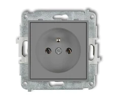 Karlik Elektrotechnik 27IGP-1z ICON Vieno lizdo mechanizmas su įžeminimu 2P+Z (be srovės kelio sklendių) matinė pilka 27IGP-1z