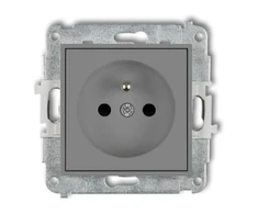 Karlik Elektrotechnik 27IGP-1zp ICON Vieno lizdo mechanizmas su įžeminimu 2P+Z (srovės kelio sklendės) matinė pilka 27IGP-1zp