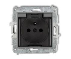 Karlik Elektrotechnik 27IGPB-1zdp ICON Aptaškams atsparus lizdo mechanizmas su įžeminimu 2P+Z (dūmų sklendė, srovės kelio sklendės) matinė pilka 27IGPB-1zdp