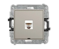 Karlik Elektrotechnik 60MGKBO-1 MINI Vieno kompiuterio lizdo mechanizmas 1xRJ45, kat. 5e, 8 kontaktų, be ženklinimo lauko taupe 60MGKBO-1