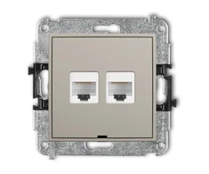 Karlik Elektrotechnik 60MGKBO-2 MINI Dvigubas kompiuterio lizdo mechanizmas 2xRJ45, kat. 5e, 8 kontaktų, be ženklinimo lauko taupe 60MGKBO-2