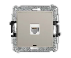 Karlik Elektrotechnik 60MGKBO-3 MINI Vieno kompiuterio lizdo mechanizmas 1xRJ45, kat. 6, 8 kontaktų, be ženklinimo lauko taupe 60MGKBO-3