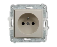 Karlik Elektrotechnik 60MGP-1zp MINI Vieno lizdo mechanizmas su įžeminimu 2P+Z (srovės kelio sklendės) taupe 60MGP-1zp