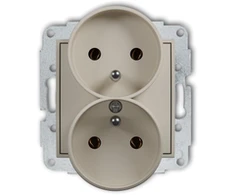 Karlik Elektrotechnik 60MGPR-2z MINI Dvigubo lizdo mechanizmas rėmui su įžeminimu 2x(2P+Z) (be srovės kelio sklendių) taupe 60MGPR-2z