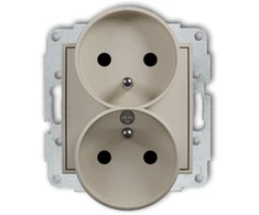 Karlik Elektrotechnik 60MGPR-2zp MINI Dvigubo lizdo mechanizmas rėmui su įžeminimu 2x(2P+Z) (srovės kelio sklendės) taupe 60MGPR-2zp