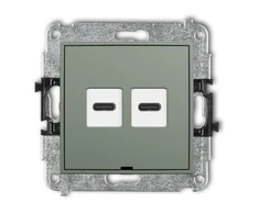 Karlik Elektrotechnik 61MCUSBBO-7 MINI dvigubo USB įkroviklio mechanizmas 2xUSB C, maks. 20 W, be aprašymo lauko, žr. 61MCUSBBO-7