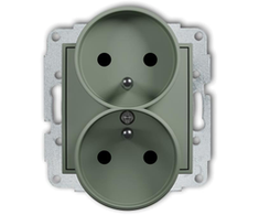 Karlik Elektrotechnik 61MGPR-2zp MINI Dvigubo lizdo mechanizmas rėmui su įžeminimu 2x(2P+Z) (srovės kelio sklendės) sage 61MGPR-2zp