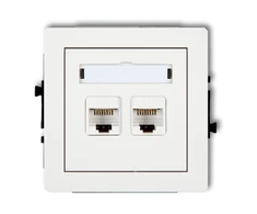 Karlik DECO dvivietis kompiuterio lubų lizdas 2xRJ45, kat. 5E, 8-pin balta (DGK-2)