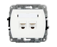 Karlik Elektrotechnik GK-2 TREND Dvigubi kompiuterio lizdai 2xRJ45, kat. 5e, 8 kontaktų baltas GK-2