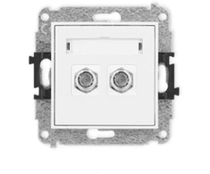 Karlik Elektrotechnik IGF-2 ICON Dvigubas F tipo antenos lizdo mechanizmas (SAT), nikeliuotas, baltas IGF-2