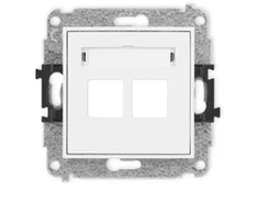 Karlik Elektrotechnik IGM-2P ICON Dvigubas multimedijos lizdo mechanizmas be modulio (standartas „Keystone“) baltas IGM-2P