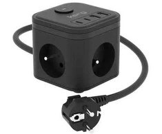 KERG SMART – 3 LIZDŲ MAITINIMO LIZDAS + USB-A+USB-C ĮKROVIKLIS 1,5M 3×1,5MM2 H05VV-F 16A/250V