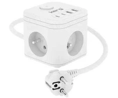 KERG SMART – 3 LIZDŲ MAITINIMO LIZDAS + USB-A+USB-C ĮKROVIKLIS 1,5M 3×1,5MM2 H05VV-F 16A/250V