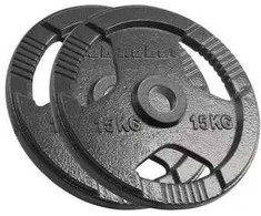 Ketaus olimpinių svarmenų rinkinys 2 x 15 kg, 51 mm skylė, plokštė su rankenomis, REBEL ACTIVE