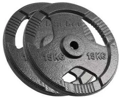 Ketaus svarelių rinkinys 2x15kg, skylė 31mm, plokštė su rankenomis, REBEL ACTIVE