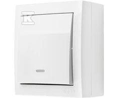 Kontakt Simon KONTAKTAI SIMONUI Simon Aquaclick Vienpolis jungiklis su apšvietimu, 10 AX, 250 V balta ACW1L/11