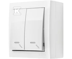 Kontakt-Simon Simon Aquaclick Dvivietė jungtis su vidiniu apšvietimu, 10 AX, 250 V, balta ACW6 / 2L / 11