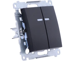 Kontakt-Simon Simon 54 Žvakidė jungtis su LED pagrindu ir IP44 versija (Modulis) 10AX 250V fast- plugs juodas kilimėlis su DU1W DW5BL.01 / 49 įdėklu
