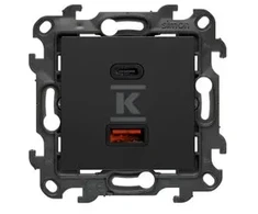 Kontakt-Simon Simon 24 Įkroviklis USB podwójna juoda mat NEC2CAQ.01/49