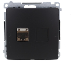 Kontakt Simon BM61E.01/49 Simon Basic RJ45 kompiuterio lizdas, kat. 6, viengubas ekranuotas su apsaugos nuo dulkių sklende (moduliu). juodas BM61E.01/49
