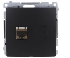 Kontakt Simon BM61E.01/49 Simon Basic RJ45 kompiuterio lizdas, kat. 6, viengubas ekranuotas su apsaugos nuo dulkių sklende (moduliu). juodas BM61E.01/49